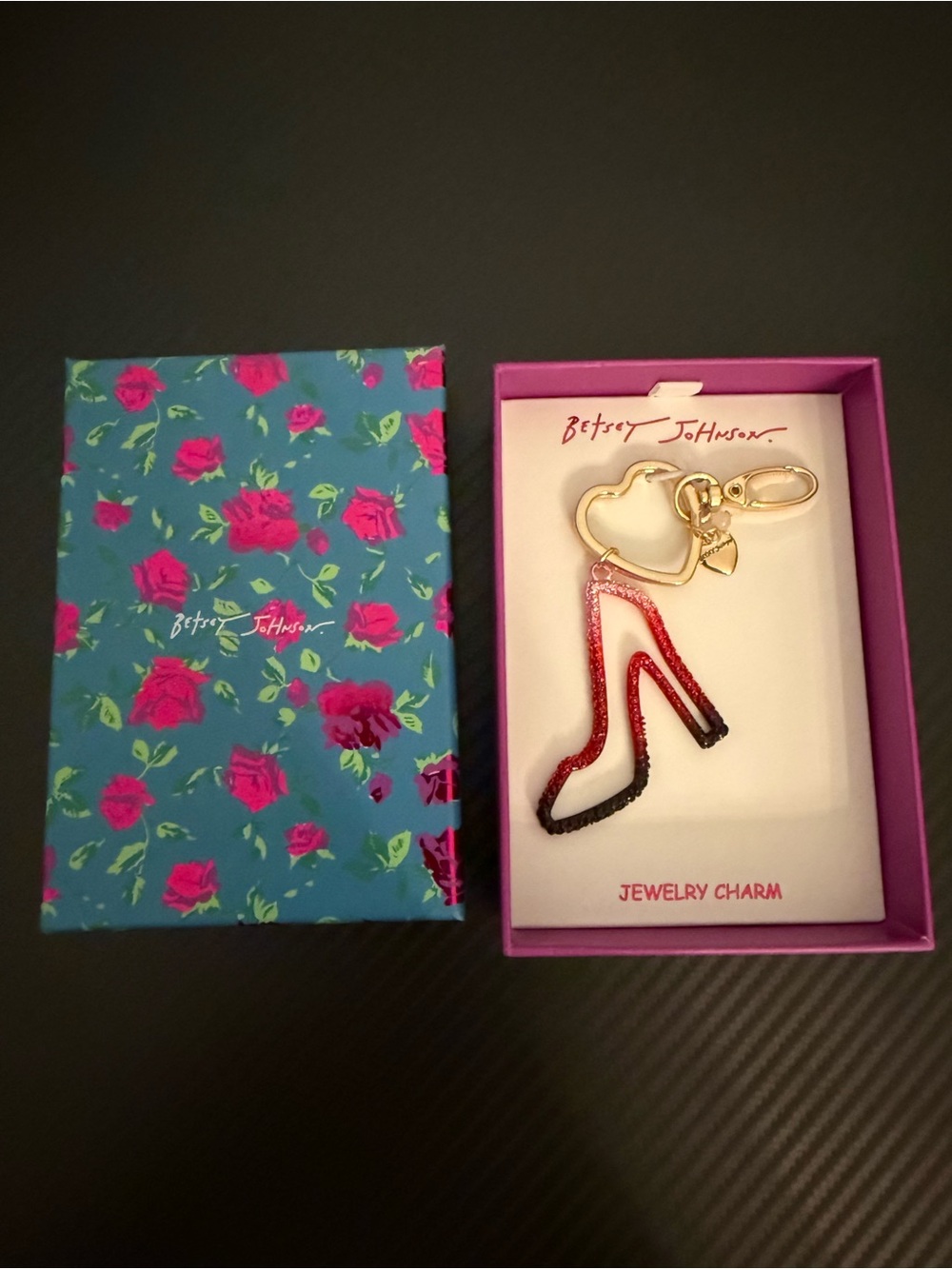 👠 Betsey Johnson Ombre Rhinestone High Heel Bag Charm Keychain NWT